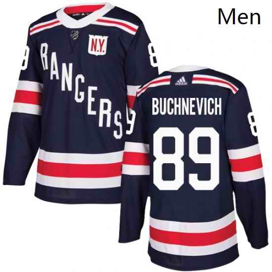 Mens Adidas New York Rangers 89 Pavel Buchnevich Authentic Navy Blue 2018 Winter Classic NHL Jersey